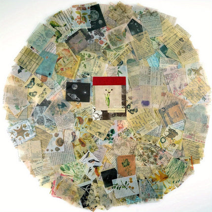 366PCS Vintage Scrapbooking Paper Retro Craft Paper Old Times Letters Plant Leaves for DIY Scrapbooking Projects and Journals