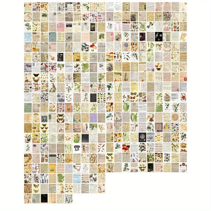 366PCS Vintage Scrapbooking Paper Retro Craft Paper Old Times Letters Plant Leaves for DIY Scrapbooking Projects and Journals