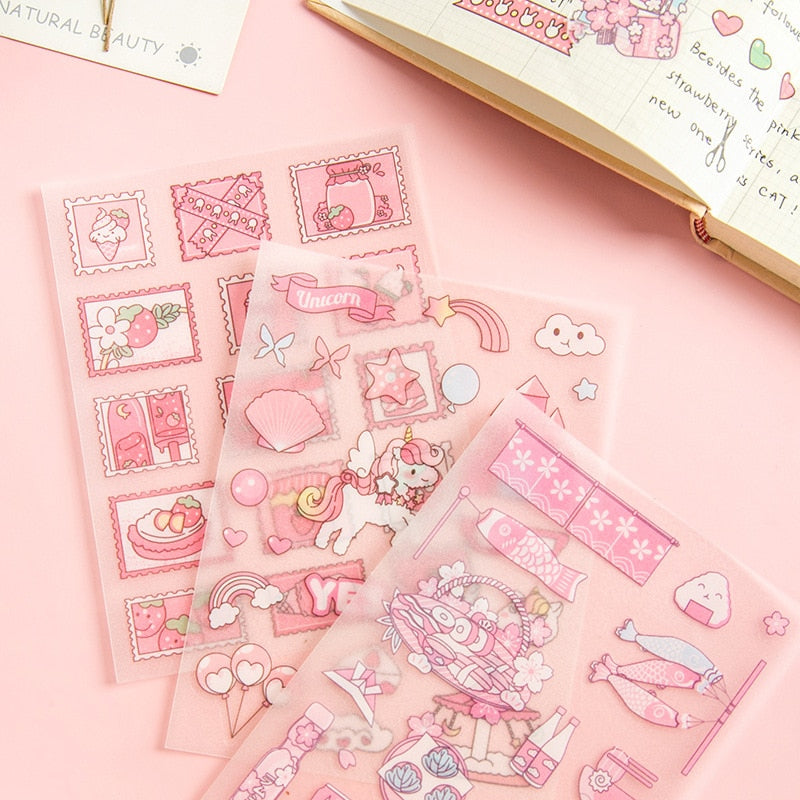 Mohamm 4PCS/Pack Kawaii Anime Stickers Scrapbooking Stationery