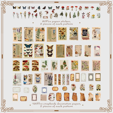 400 Pcs Washi Scrapbook Paper Stickers Set - Nature & Universe Theme Decorative Paper Stickers for Scrapbook Photo Album Journal DIY Craft Projects