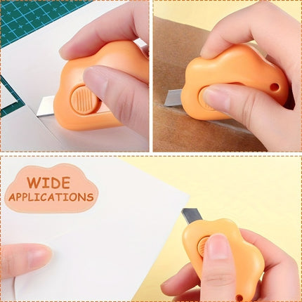 6pcs Cloud Mini Utility Knife Box Cutter With Keychain Hole Portable