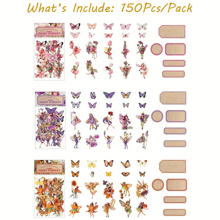 150/300 Pcs Vintage Fairy Stickers - Transparent Flower Fairy Stickers for Journaling, Scrapbooking & Phone Case Decoration