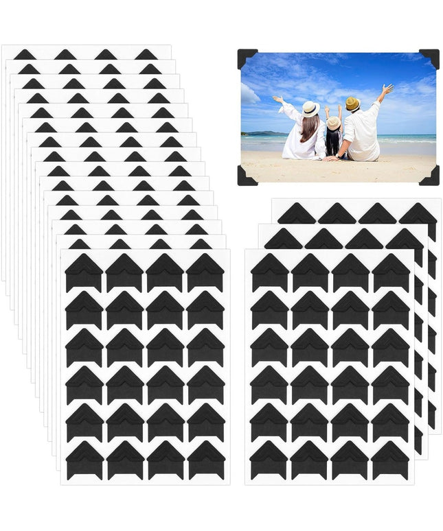 432 Pcs Self-Adhesive Photo Corners - Acid-Free Black Picture Corners for Scrapbooking, Photo Albums, Memory Books & DIY Craft Projects