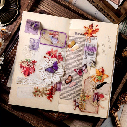 150/300 Pcs Vintage Fairy Stickers - Transparent Flower Fairy Stickers for Journaling, Scrapbooking & Phone Case Decoration