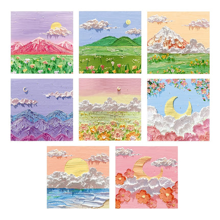 Oil Painting Scenery Sticky Notes - 640 Sheets Self-Stick Pads, 80 Sheets/Pad, Aesthetic Landscape Notepads for Office & School