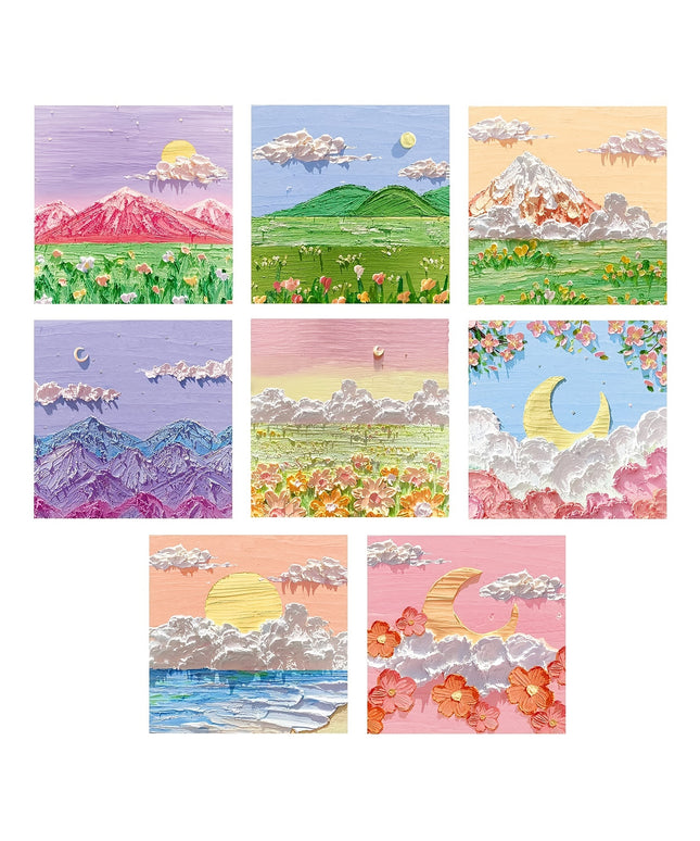 Oil Painting Scenery Sticky Notes - 640 Sheets Self-Stick Pads, 80 Sheets/Pad, Aesthetic Landscape Notepads for Office & School