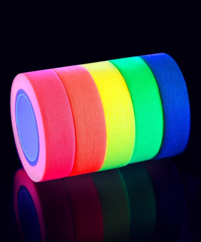 6 Rolls Neon Gaffer Cloth Tape | Fluorescent UV Blacklight Reactive Tape for Party Decor, Dance Floors & Events | 15mm x 5m (0.6" x 16.5') Glow Tape