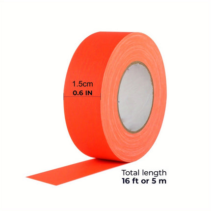 6 Rolls Neon Gaffer Cloth Tape | Fluorescent UV Blacklight Reactive Tape for Party Decor, Dance Floors & Events | 15mm x 5m (0.6" x 16.5') Glow Tape