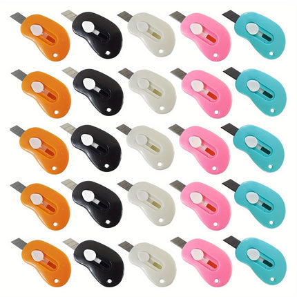 25pcs Mini Retractable Utility Knife Box Cutter Letter Opener