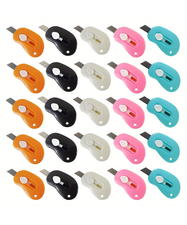 25pcs Mini Retractable Utility Knife Box Cutter Letter Opener