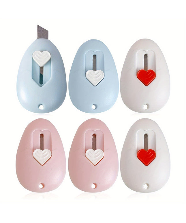 6pcs Egg Shaped Utility Knife Portable Mini Knife for Package Envelope Letter Box