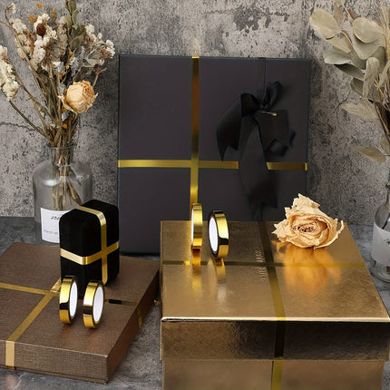 Gold Metallic Mirror Tape - 8 Rolls Reflective Adhesive for Wall Decor, Gift Wrapping & DIY Crafts