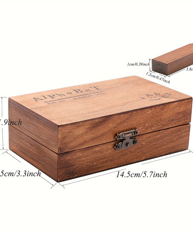 70-Piece Vintage Wooden Rubber Stamp Set with Numbers & Alphabet | DIY Craft Stamps for Scrapbooking, Card Making & Journaling