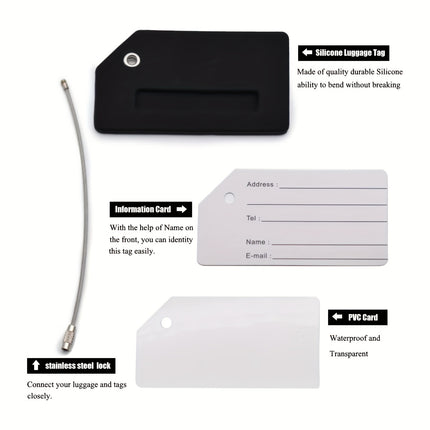 5 Pcs Silicone Luggage Tags - Bright Color Baggage ID Label for Suitcase, Handbag & Travel Accessories with Privacy Protection