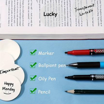 300 Pcs White Round Transparent Sticky Notes - Translucent Bookmark Page Flags & Tabs for Office, Study & Bible Journaling (6 Pads)