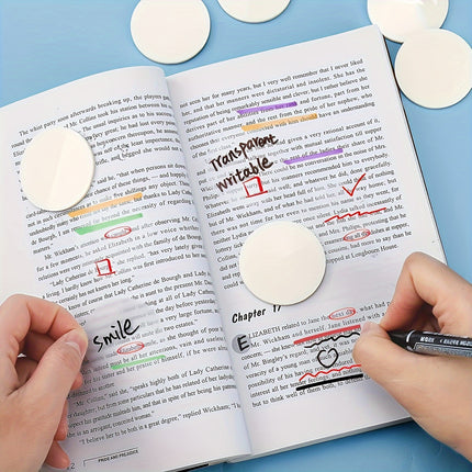 300 Pcs White Round Transparent Sticky Notes - Translucent Bookmark Page Flags & Tabs for Office, Study & Bible Journaling (6 Pads)