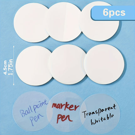 300 Pcs White Round Transparent Sticky Notes - Translucent Bookmark Page Flags & Tabs for Office, Study & Bible Journaling (6 Pads)