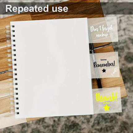 Transparent Sticky Notes - 8pcs Set with 4 Sizes, Clear PET Self-Stick Notes for Reading, Studying & Office Annotation