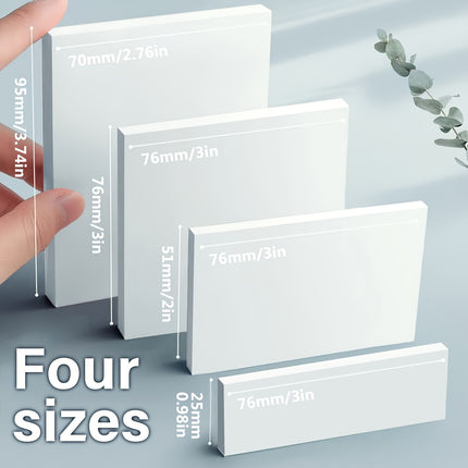 Transparent Sticky Notes - 8pcs Set with 4 Sizes, Clear PET Self-Stick Notes for Reading, Studying & Office Annotation