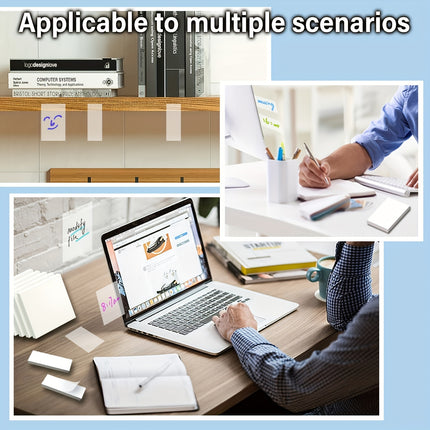 Transparent Sticky Notes - 8pcs Set with 4 Sizes, Clear PET Self-Stick Notes for Reading, Studying & Office Annotation