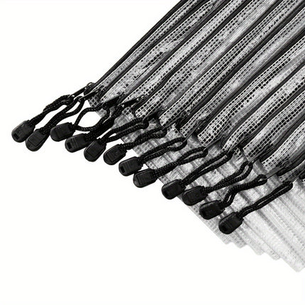 12pcs Mesh Plastic Zipper Pouches Water-Resistant Zip Bag for Office Travel Organizing Storage-Black A4/A3 Size
