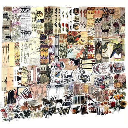 200 Pieces Vintage Ephemera Scrapbooking Supplies Pack for Journaling, Decoupage Paper Scrapbook Stickers Kit for Bullet Junk Journal Planners Collage Craft Notebooks Album