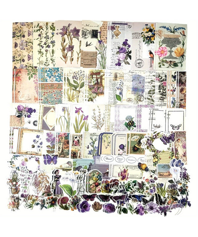 200PCS Vintage Scrapbooking Supplies Kit for Journaling, Scrapbook Sticker Paper Pack for for Bullet Journals Junk Journal Planners Aesthetic Cottagecore Room Decor Wall Art Collage Album