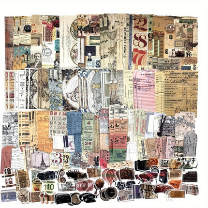 200 Pieces Vintage Ephemera Scrapbooking Supplies Pack for Journaling, Decoupage Paper Scrapbook Stickers Kit for Bullet Junk Journal Planners Collage Craft Notebooks Album
