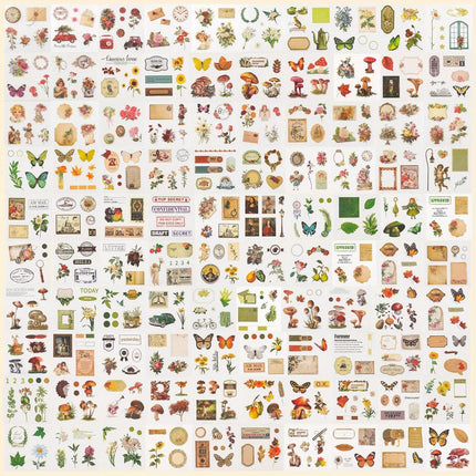 100 Sheets Vintage Scrapbook Stickers Transparent Stickers for Journaling Scrapbooking Supplies Butterfly Flowers Plant Stickers Kit Stationery Stickers