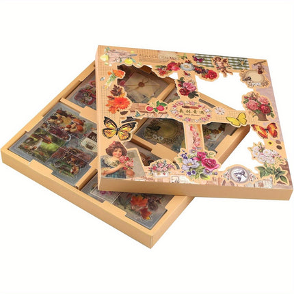 100 Sheets Vintage Scrapbook Stickers Transparent Stickers for Journaling Scrapbooking Supplies Butterfly Flowers Plant Stickers Kit Stationery Stickers