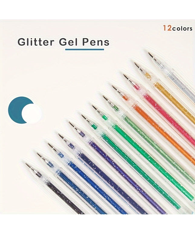 12-Piece Color Changing Glitter Gel Highlighter Set | UV Reactive Markers for Scrapbooking, Journaling, DIY Art & Coloring Projects