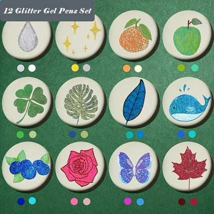 12-Piece Color Changing Glitter Gel Highlighter Set | UV Reactive Markers for Scrapbooking, Journaling, DIY Art & Coloring Projects