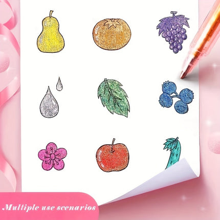 12-Piece Color Changing Glitter Gel Highlighter Set | UV Reactive Markers for Scrapbooking, Journaling, DIY Art & Coloring Projects