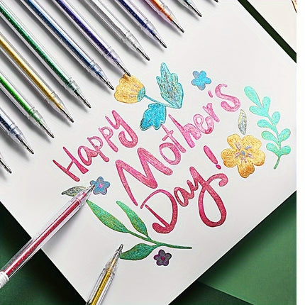 12-Piece Color Changing Glitter Gel Highlighter Set | UV Reactive Markers for Scrapbooking, Journaling, DIY Art & Coloring Projects