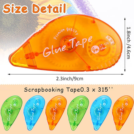 30-Pack Double Sided Tape Roller Set | Permanent Adhesive Dispenser for Scrapbooking, Photo Albums & Paper Crafts | 0.3 inch x 315 inch (8mm x 800cm) Craft Tape