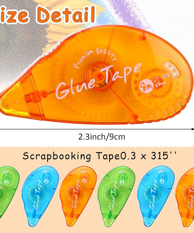 30-Pack Double Sided Tape Roller Set | Permanent Adhesive Dispenser for Scrapbooking, Photo Albums & Paper Crafts | 0.3 inch x 315 inch (8mm x 800cm) Craft Tape