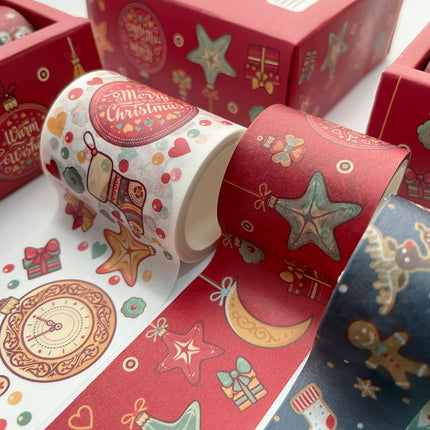 Christmas Washi Tape Set - 6pcs Kawaii Holiday Masking Tapes for Scrapbooking, Gift Wrapping & Decoration