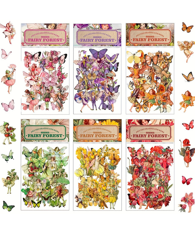 150/300 Pcs Vintage Fairy Stickers - Transparent Flower Fairy Stickers for Journaling, Scrapbooking & Phone Case Decoration
