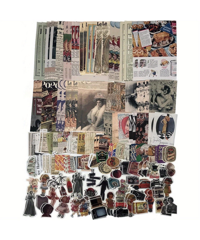 200PCS Vintage Scrapbooking Supplies Kit for Journaling, Bullet Journals Junk Journal Planners Aesthetic Cottagecore Room Decor Wall Art Collage Album