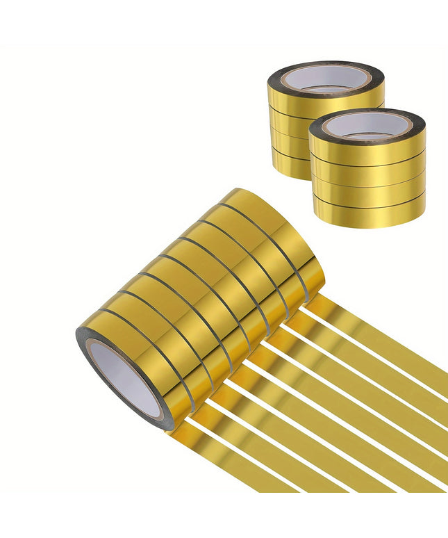Gold Metallic Mirror Tape - 8 Rolls Reflective Adhesive for Wall Decor, Gift Wrapping & DIY Crafts
