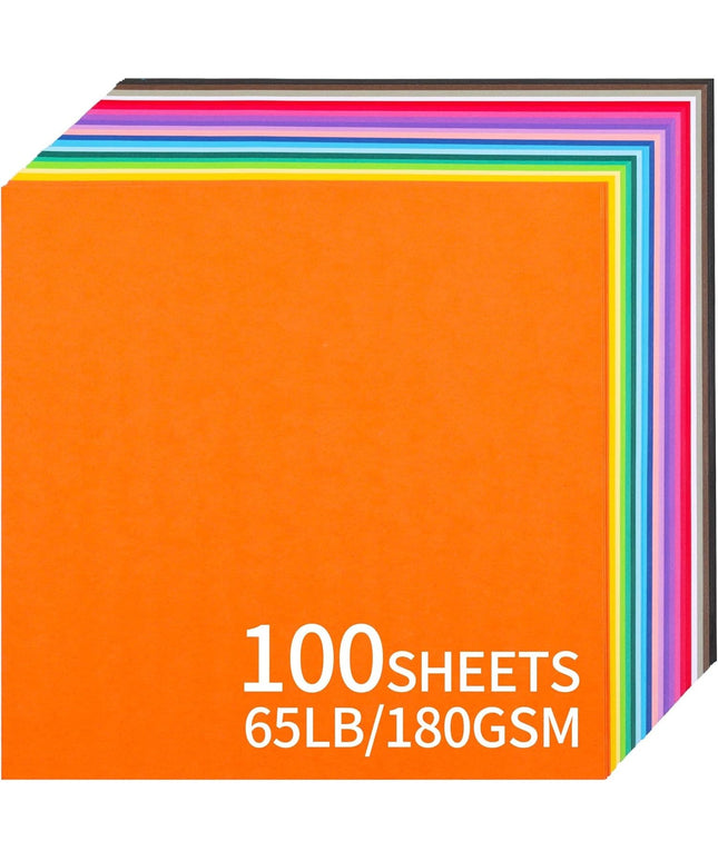 100 Sheets Colored Cardstock - 20 Vivid Colors 180GSM Card Paper for Card Making, Scrapbooking, Arts and Crafts Projects (12x12inch/30.5x30.5 cm)