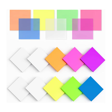 500 Sheets Waterproof Transparent Sticky Notes - 10 Pads Translucent Color Memo Pad for Office, School & Home