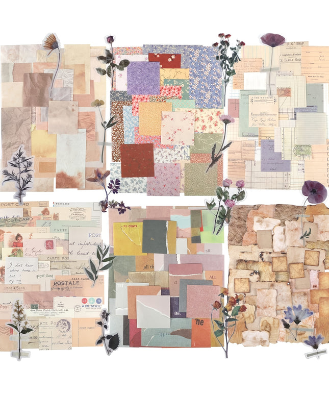 360pcs Vintage Scrapbook Paper Journaling Scrapbooking Supplies Kit Aesthetic Decorative Craft Paper for Planner Journaling Junk Journal Retro Crafts