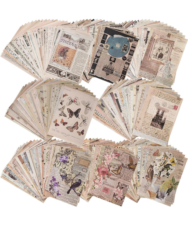 192 Sheets of Scrapbook Paper, Journaling Scrapbooking Supplies Craft Paper Kits Vintage Room Decor Posters Decoupage Paper Ephemera for Junk Journals Bullet Journal Card Making Decorative Background