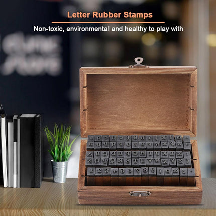 70-Piece Vintage Wooden Rubber Stamp Set with Numbers & Alphabet | DIY Craft Stamps for Scrapbooking, Card Making & Journaling