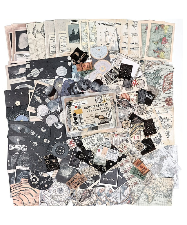 200pcs Vintage Scrapbook Supplies Pack for Junk Journal Planners DIY Paper Stickers Vintage Ephemera Pack Decoupage for Art Journaling Craft Notebooks Collage Aesthetic Gifts