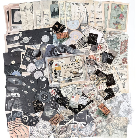 200pcs Vintage Scrapbook Supplies Pack for Junk Journal Planners DIY Paper Stickers Vintage Ephemera Pack Decoupage for Art Journaling Craft Notebooks Collage Aesthetic Gifts