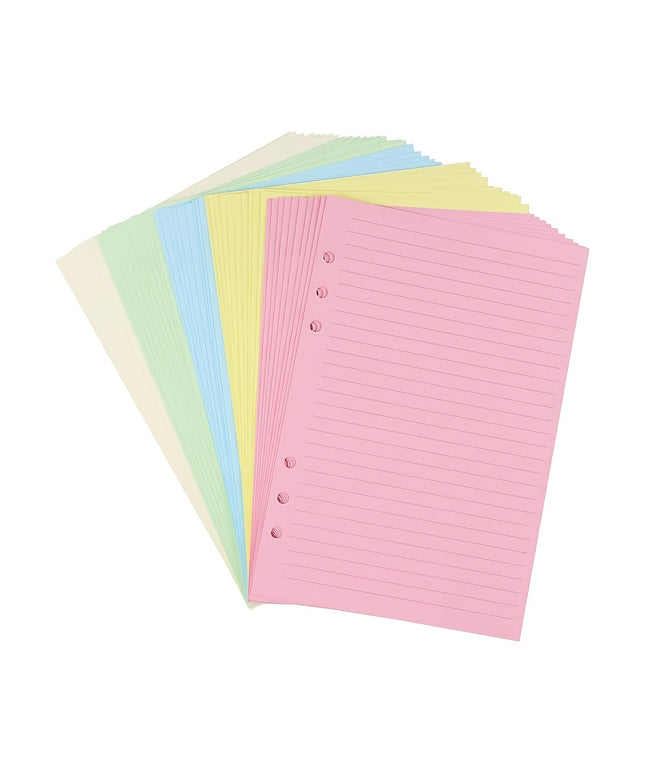 50 Sheets A5/A6 Colorful 6-Hole Punched Ruled Refills Inserts for Personal Size Organizer Binder