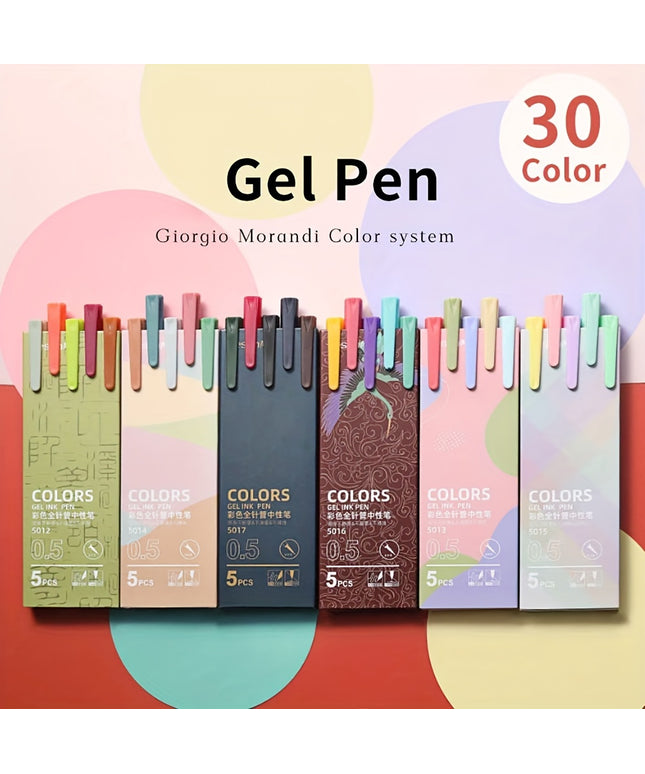 30pcs 0.5mm Colored Ink Gel Pens Set Morandi Macaron Color