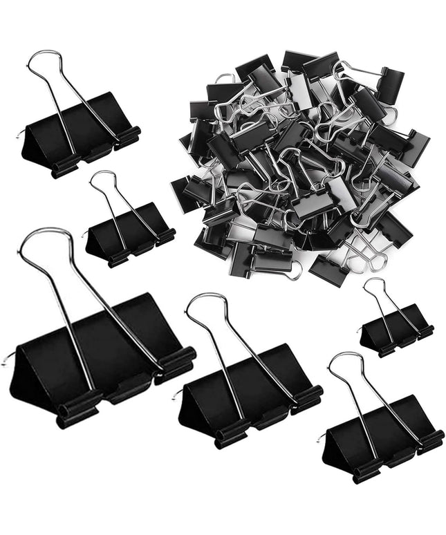 300 Pack Assorted Sizes Binder Clips - 6 Sizes Black Metal Paper Clamps for Office, School, Home Use